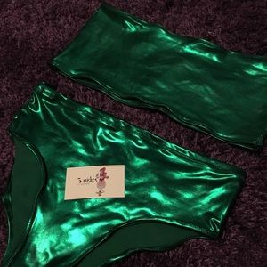 Metallic Green Tube Top Set